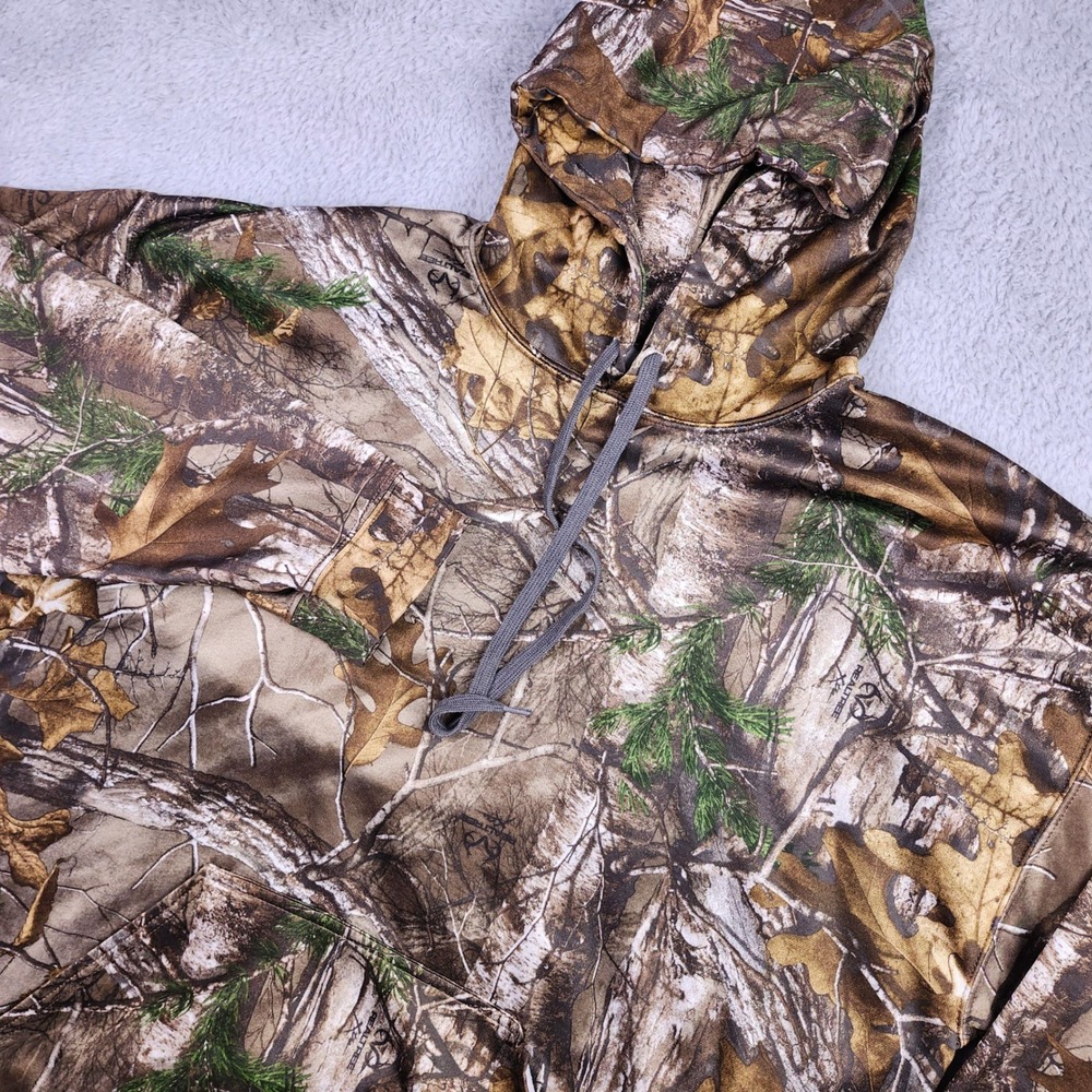 Realtree Hoodie Men XL Brown Camo Performance Fleece Pullover Outdoor Hunting